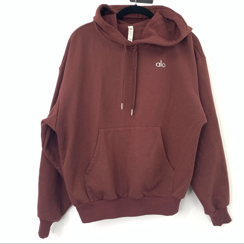ALO Accolade Hoodie Sweater Cherry Cola XS